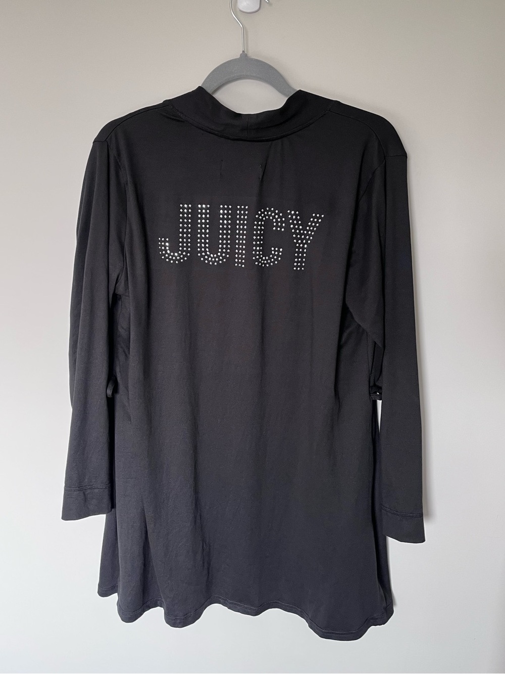 Juicy Couture Black Rhinestone “Juicy” Lounge Robe Cardigan Size Medium